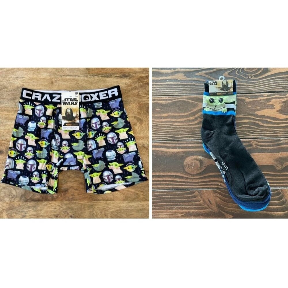 5/$20 NEW 4Pc M Men's The Mandalorian Boxer Briefs & Sock Bundle